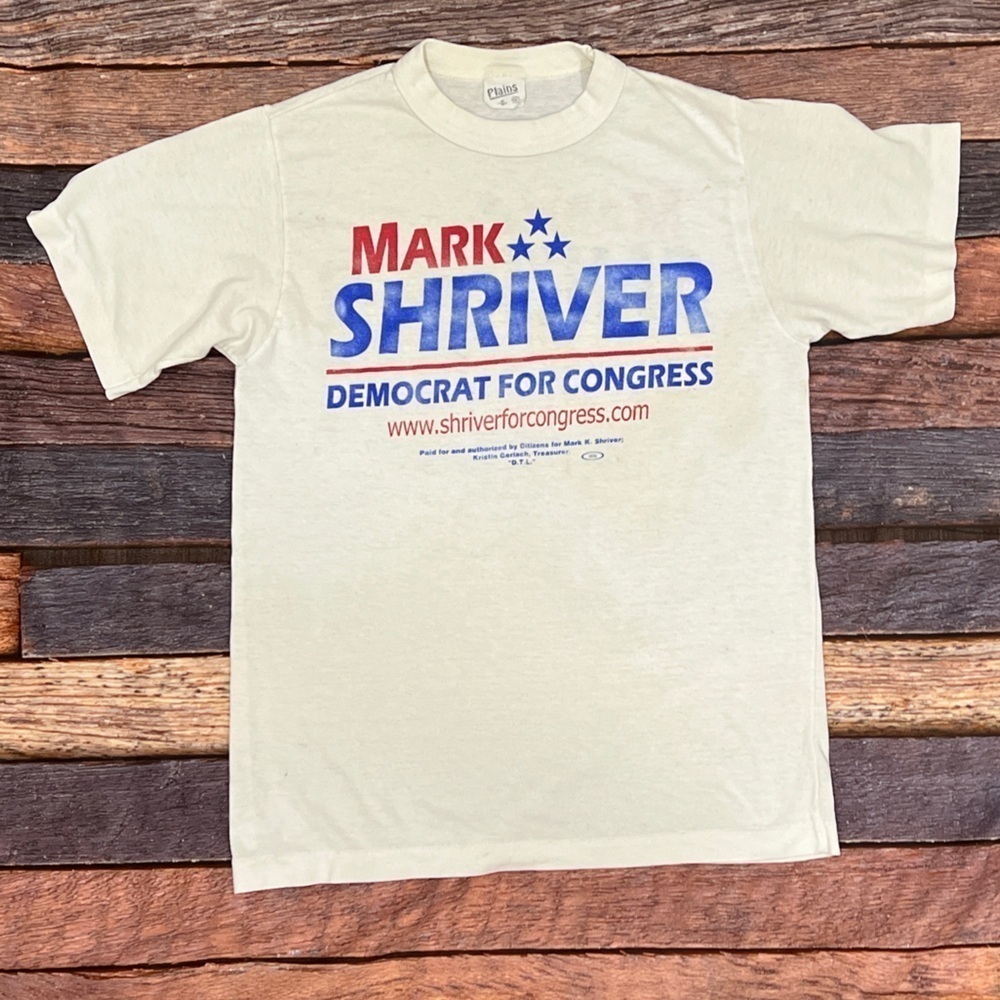 Vintage Single Stitch Y2K Mark Shriver For Congress Political Tshirt Small